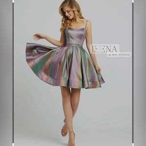 IEENA Mac Duggal Rainbow Metallic Dress